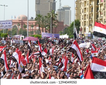 Cairo - Egypt - 4 February 2011 - Egyptian Revolution - Many Crowds Carrying Egyptian Flags In Tahrir Square