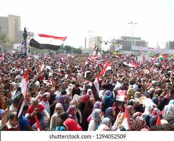 Cairo - Egypt - 4 February 2011 - Egyptian Revolution - Many Crowds Carrying Egyptian Flags In Tahrir Square