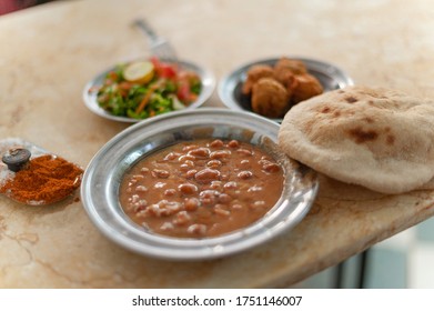 Cairo, Egypt. April 10th 2018 
 Mashed Fava Beans Known As Fuul, Traditional Egyptian Street Food, Cairo, Egypt.
