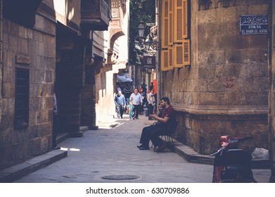 Cairo, Egypt, April 15, 2017: View Of People At Muizz Street