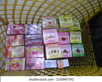 CAIRO,  EGYPT - CIRCA AUGUST 2009  :  SHISHA TOBACCO FLAVOR Sold At The Local Supermarket.