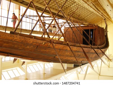 Cairo / Egypt, Giza - May 7, 2008. The Ancient Egyptian Sun Boat. The Khufu Solar Ship
