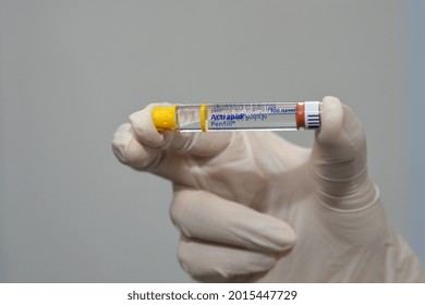 Cairo, Egypt, July 25 2021, Actrapid Human Insulin RDNA Penfill 100 IU Solution For Subcutaneous Or Intravenous Injection In Cartridge For Use With Novo Nordisk Devices Used In Diabetic Patients