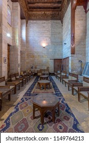 Cairo, Egypt - July 28 2018: Lounge at the mausoleum of Sultan al Ghouri, al Azhar district, Cairo, Egypt