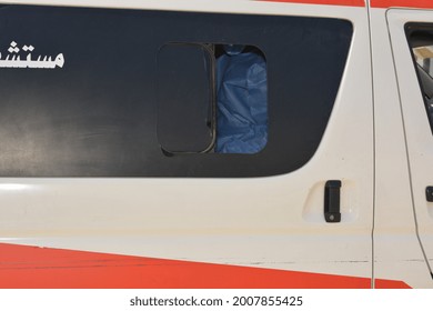 Cairo, Egypt, July 7 2021: An Equipped Ambulance Car Ready To Deal With  Emergency Cases Amid Coronavirus Covid-19 Pandemic With Its Medical Team That Is Ready To Deal With Any Emergency Case On Call