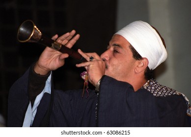 CAIRO, EGYPT - NOVEMBER 18 : Sufi musician in  Al Ghouri Medrese at 18, November, Cairo, Egypt. Sufi musician play music for a spiritual relation with Allah for the whirling dervishes.