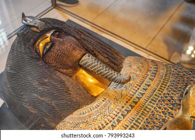 CAIRO, EGYPT - NOVEMBER 19, 2017: Ancient Sarcophagus In The Museum Of Egyptian Antiquities