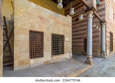 Cairo, Egypt - November 27 2021: Prince Aq Sunqur Burial Chamber, attached to the Mosque of Aqsunqur, aka Blue Mosque, Bab El Wazir district, Old Cairo