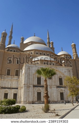Cairo, Egypt - October, 2023. The great Mosque of Muhammad Ali Pasha (Alabaster Mosque), situated in the Citadel of Cairo, Egypt, commissioned by Muhammad Ali Pasha 1830 - 1848.