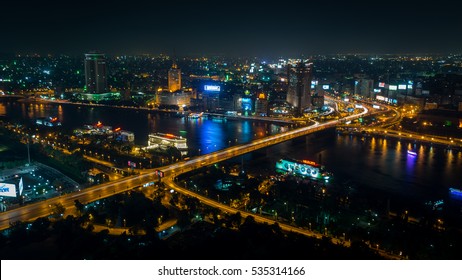 CAIRO - JULY 4: View from top of Cairo Tower at night Jul. 4, 2016 in Cairo, Egypt.