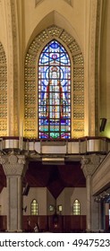 Cairo - October 2014:  The Stained Glas Windows Of St. Mark's Coptic Orthodox Cathedral Where 118th Pope Of The Coptic Orthodox Church Of Alexandria Held A Sermon On October 15, 2014, In Cairo, Egypt.