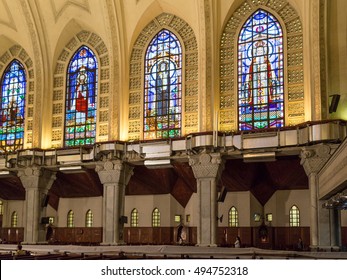 Cairo - October 2014:  The Stained Glass Windows Of St. Mark's Coptic Orthodox Cathedral Where 118th Pope Of The Coptic Orthodox Church Of Alexandria Held A Sermon On October 15, 2014, In Cairo, Egypt.