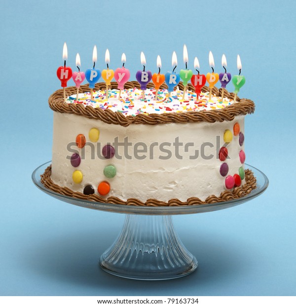 Cake Candles That Read Happy Birthday Stock Photo Edit Now