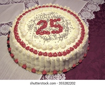 Cake Celebrate 25th Wedding Anniversary Stock Photo Edit Now