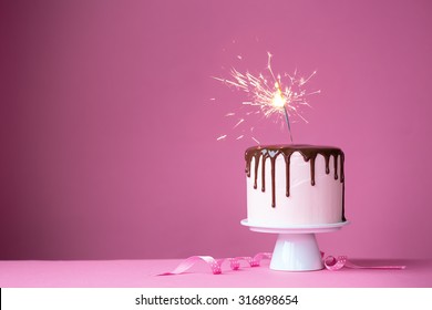 Cake Decorated With A Sparkler