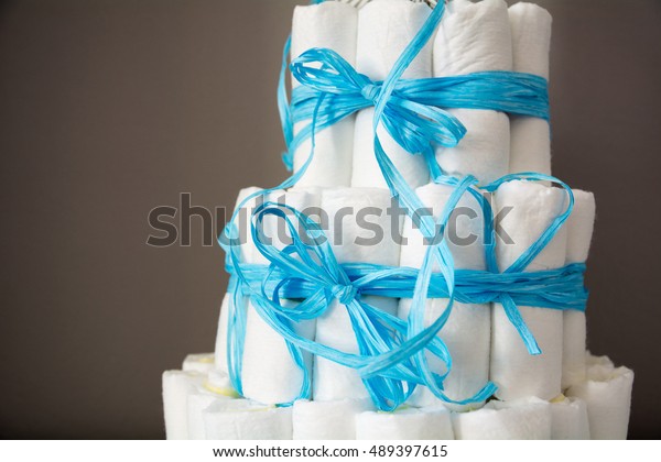 Cake Diapers Baby Shower Gift Diaper Stock Photo Edit Now 489397615