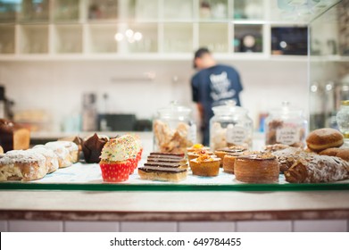 cake display at cafe