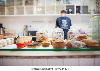 cake display at cafe