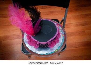 Cake With Feathers In The Form Of A Hat For A Bachelorette Party