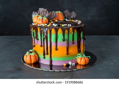 Cake For Halloween With Chocolate 