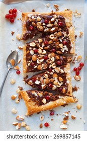 Cake With Hazelnuts, Almonds, Currants And Nutella