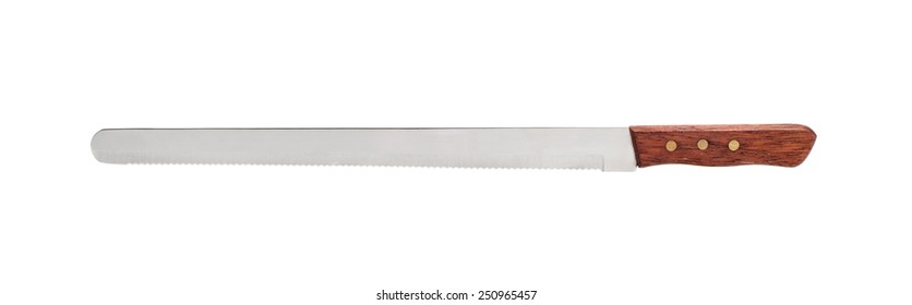 Cake Knife With Wooden Handle Isolated On White Background