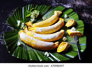 Cake In The Shape Of Banana With Cottage Cheese