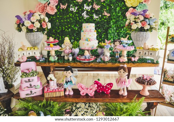 Cake Table Decoration Childrens Party Garden Stock Photo Edit Now