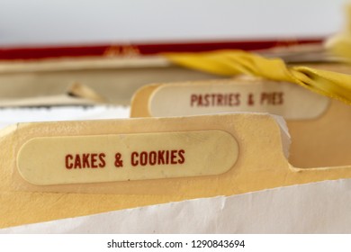 Cakes And Cookies Tab In An Old Recipe File Box