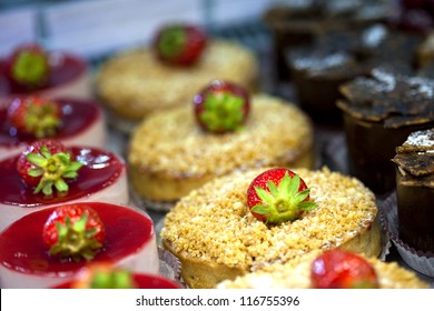 Cakes and desserts in a bakery