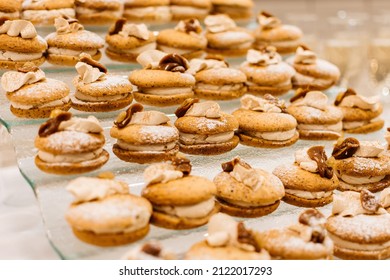 Cakes On A Festive Banquet Table Close Up