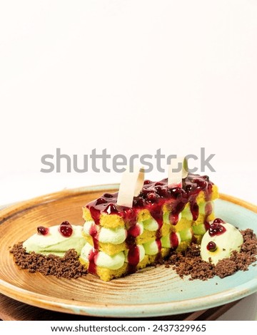 Cakes with stylised photography background