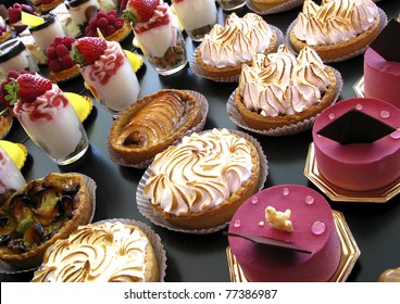 Cakes and sweets in a bakery