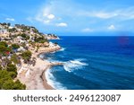 Cala Baladrar on a sunny day in summer, Benissa, Costa Blanca, Spain