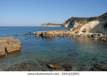 Cala Blanca beach area looking towards Cap Prim on the  Costa Blanca, Javea, Alicante Province, Spain