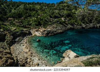 Cala Deia, Road Painters, Tramuntana Coast Between Deia And Soller, Deia, Mallorca, Balearic Islands, Spain, Europe