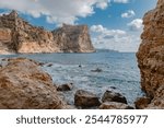 Cala del Moraig, Alicante, Spain, View of a beatiful blue turquoise water cove in the mediterranean sea.