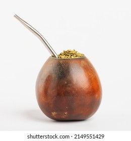 Calabash gourd with bombilla. tableware for the traditional Latin American tonic drink Yerba mate