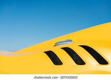 Calafat, Spain, April 18, 2021: Close-up Detail Of The Rear Ventilation Gills Of A Ferrari F12 Tour De France. Supercar Rally In Tarragona, Spain.