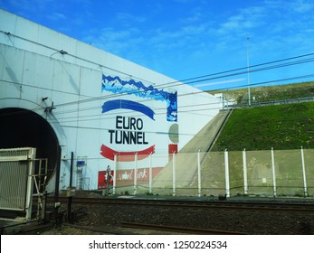 Calais - Dover, France - April 23 2017: Eurotunnel Entry View From Train Operated By Getlink,