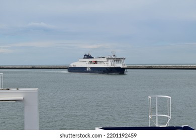 CALAIS, FRANCE - 09 06 2022: DFDS Ferry Boat Arriving At Calais Car Ferry Port From Dover