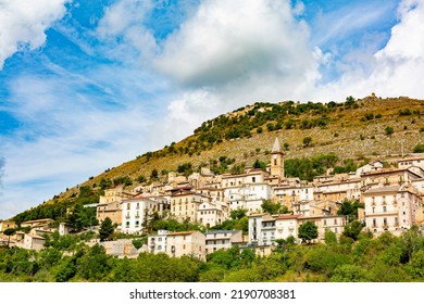 Calascio is a comune and village in the province of L'Aquila, in the Abruzzo region of central Italy. It is located in the Gran Sasso e Monti della Laga National Park. Panoramic view.