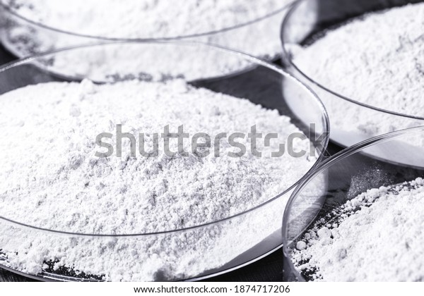 Calcium carbonate,\
the result of the reaction of calcium oxide with carbon dioxide.\
Being prepared in petri\
dish