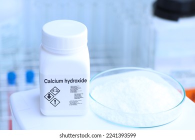 Calcium hydroxide in bottle , chemical in the laboratory and industry, Chemicals used in the analysis