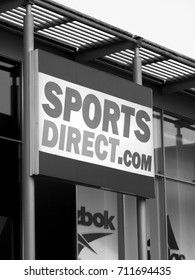 Calcot, Reading, Berkshire, England - September 07, 2015: 017: Monochrome Sports Direct Sportswear Fashion Retailer, Established In 1982 By Mike Ashley