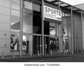 Calcot, Reading, Berkshire, England - September 07, 2015: 017: Monochrome Sports Direct Sportswear Fashion Retailer, Established In 1982 By Mike Ashley