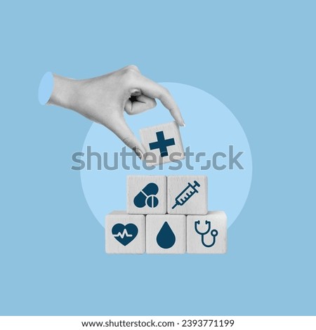Calculating major medical expenses, benefits of medical expenses, including medical jacks, hand with wooden cube, healthcare, doctors, hospitals, treatment, treatment cost, Healthcare and medicine