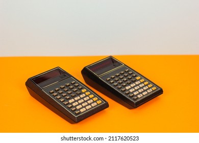 Calculator Calculators Vintage 1970 1960 Retro Old Computer Office Aged  Mid Century Space Age Design Background Buttons Isolated Object Gadget Device Digital Antique Cult Colorful