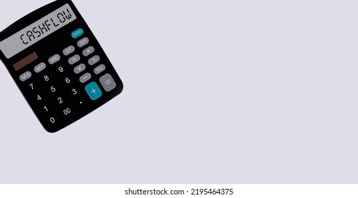 Calculator With Cashflow Word On Display And White Background. Place To Write