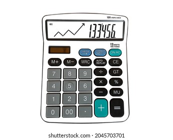 Calculator Digit With Money Count And Graph. High Definition HD Image Can Be Used In Journal, Education, Business Related Report, Economic Situation Of The Bank Or Country And World.  